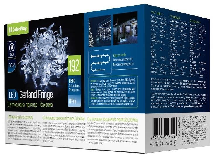 ColorWay CW-GOF-192L66VCW, LED girlanda, 192× LED, Studená biela, Dĺžka 6 m × 0,6 m