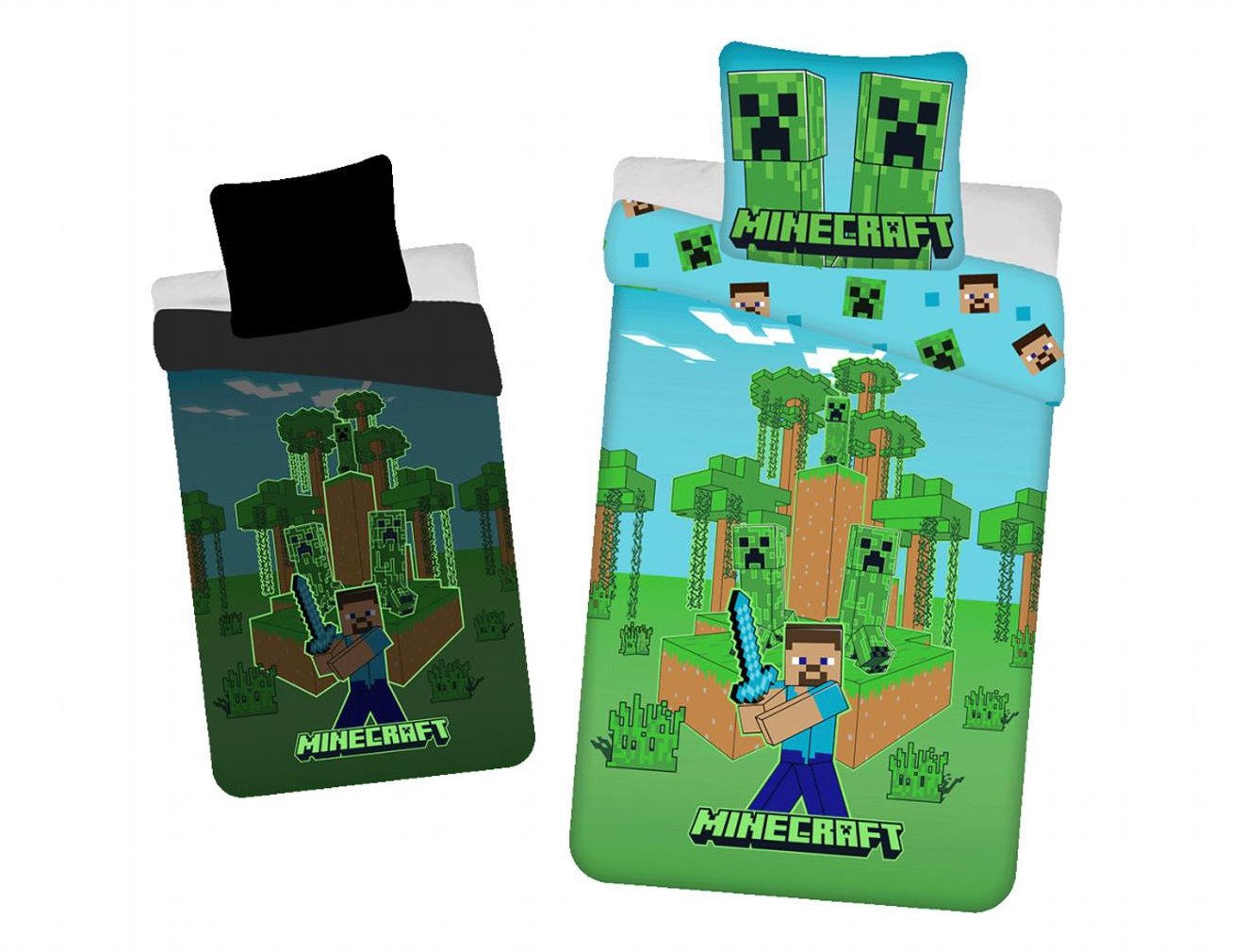 Jerry Fabrics Povlečení se svítícím efektem 140 × 200 cm, 70 × 90 cm, Minecraft Jungle Fight
