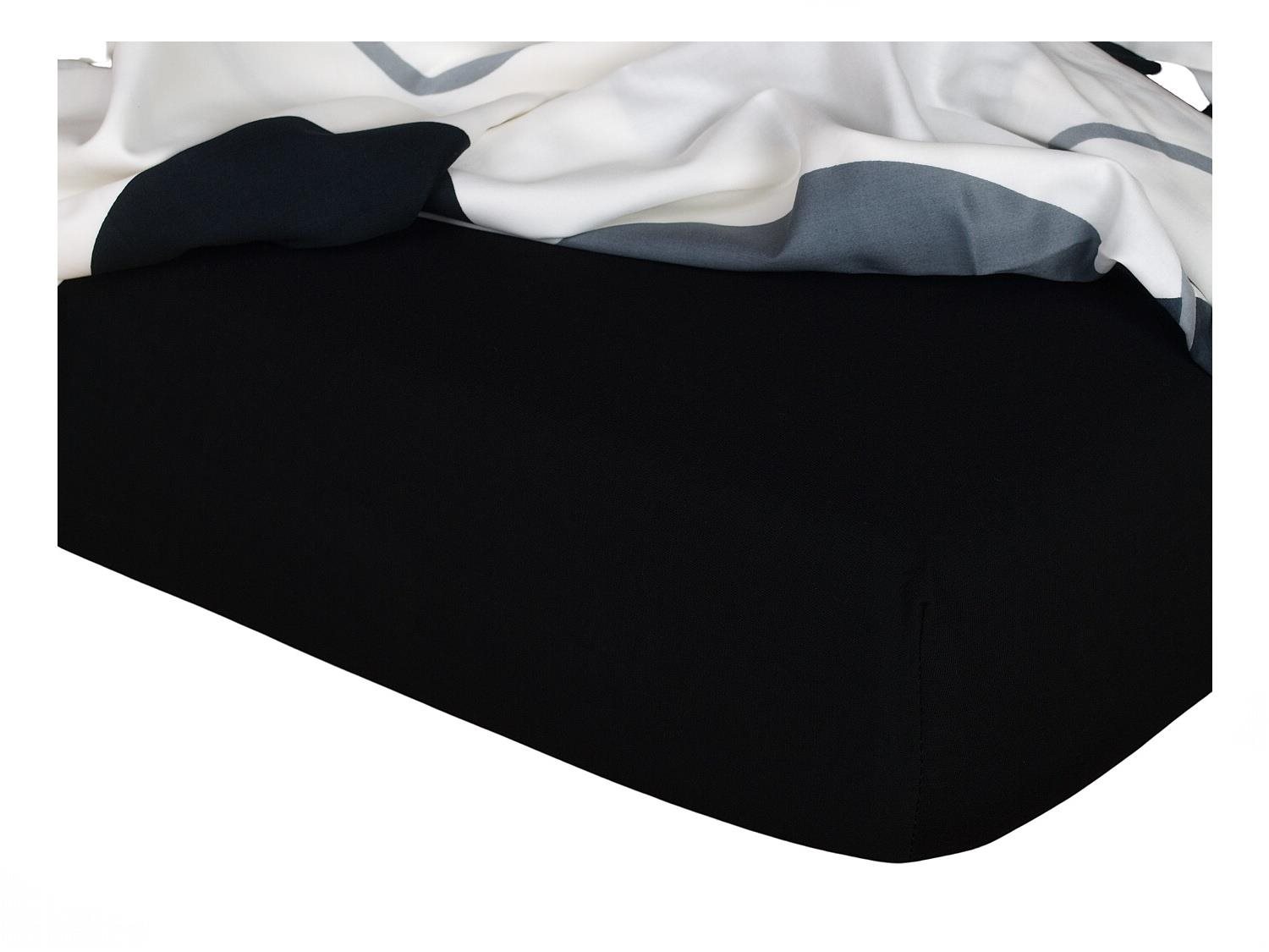 DADKA VRACOV Jersey prestieradlo čierne, rozmer 180 × 200 × 20 cm