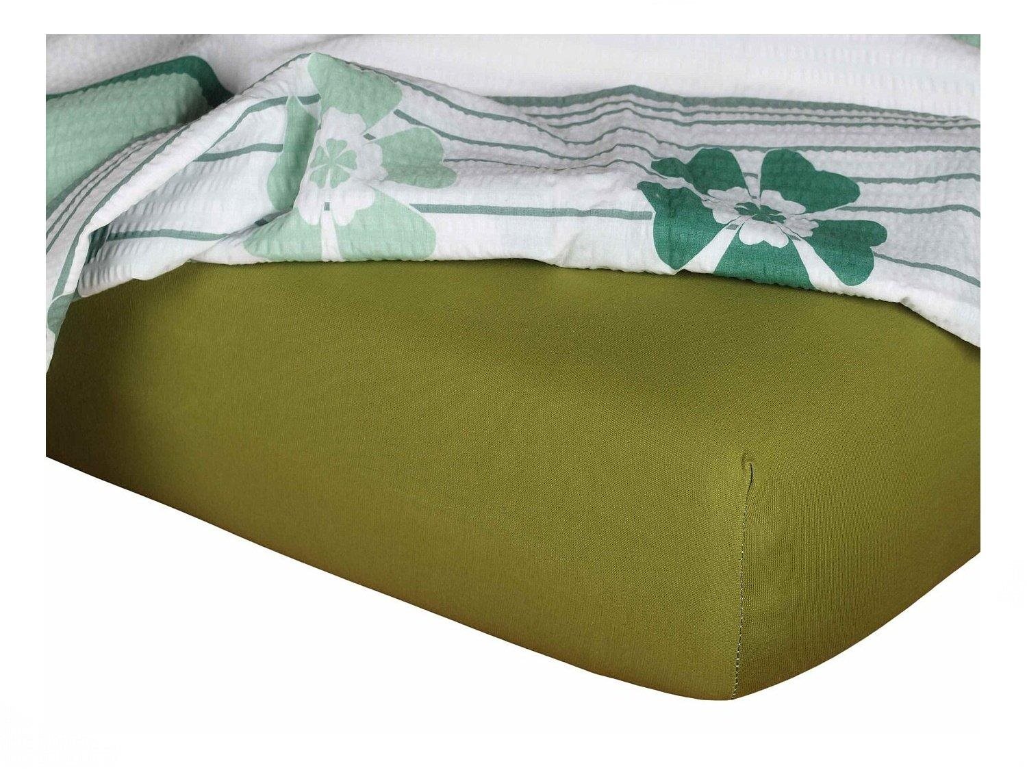 DADKA VRACOV Jersey prestieradlo oliva, rozmer 90 × 200 × 20 cm