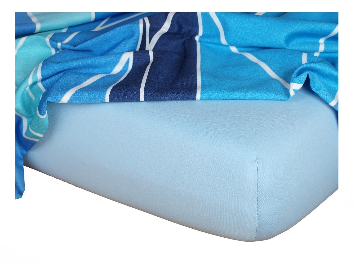DADKA VRACOV Jersey prestieradlo svetlo modré, rozmer 90 × 200 × 20 cm