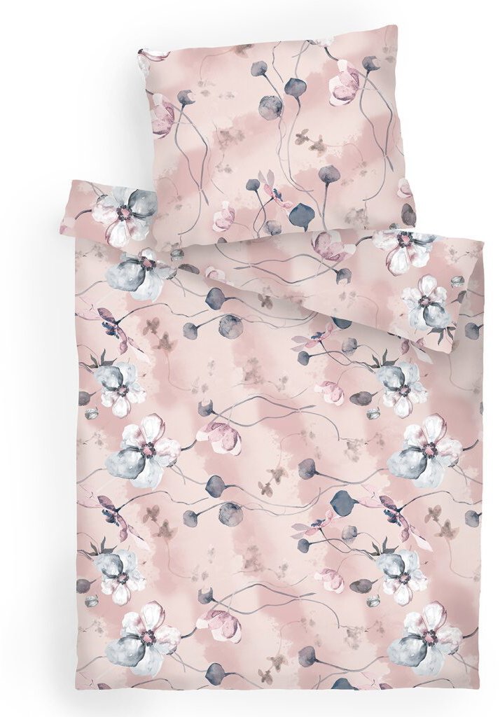 Dadka Obliečky krep 140 × 200 cm, 70 × 90 cm, Bloom elegancia púdrové