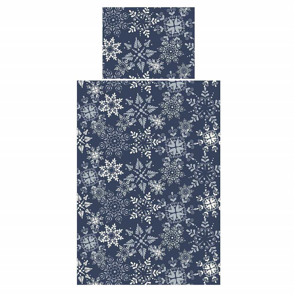 Dadka Obliečky bavlna Snowflakes tmavomodré 140 × 200 cm, 70 × 90 cm