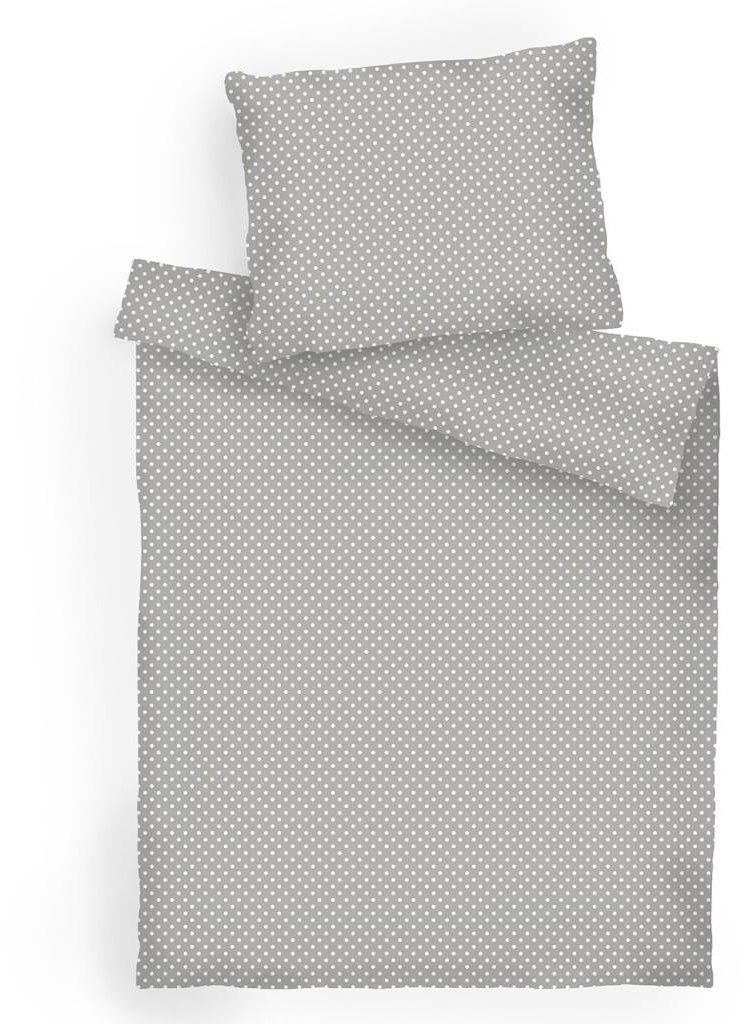 Dadka Povlečení bavlna Puntík bílý na šedém 140 × 200, 70 × 90 cm