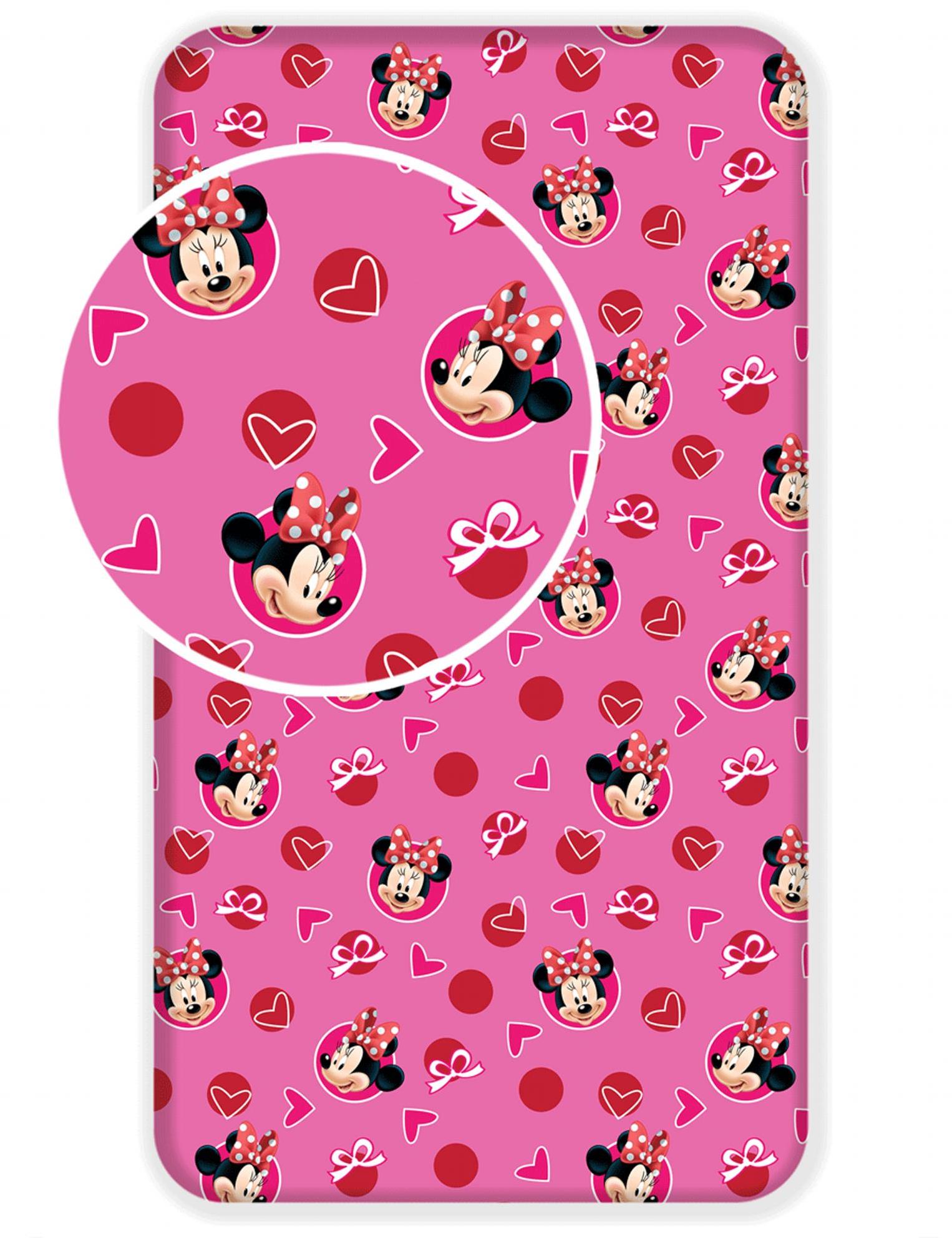Jerry Fabrics Prestieradlo Minnie Hearts 02 90 × 200 × 25 cm