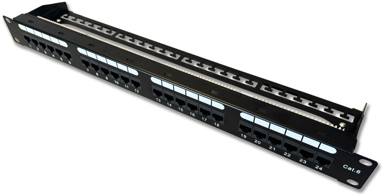 Datacom Patch panel 19" UTP 24 port CAT6 DUAL 1U BK (4 × 6p) VL