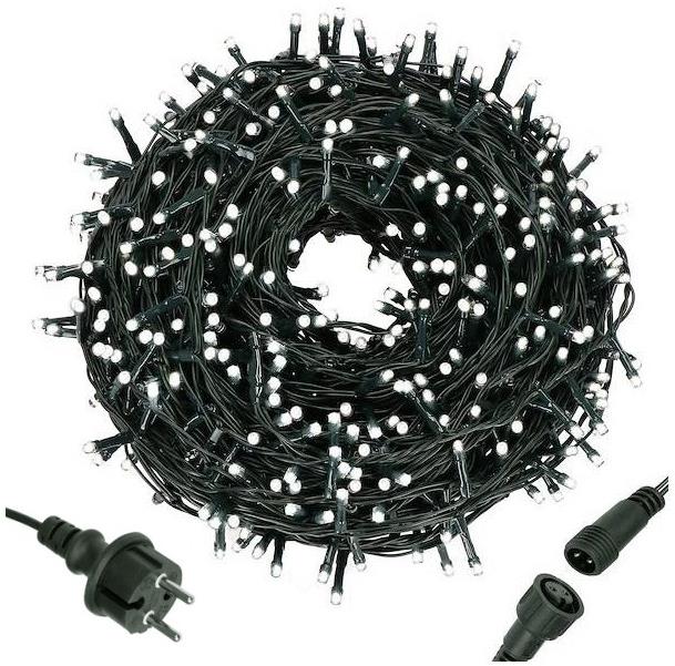 LED svetelná reťaz 20 m, ľadovo biela, 120 diód, IP67