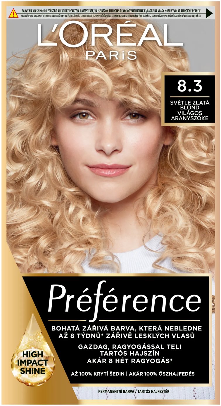 L'ORÉAL PARIS Préférence 8.3 Svetlo zlatá blond