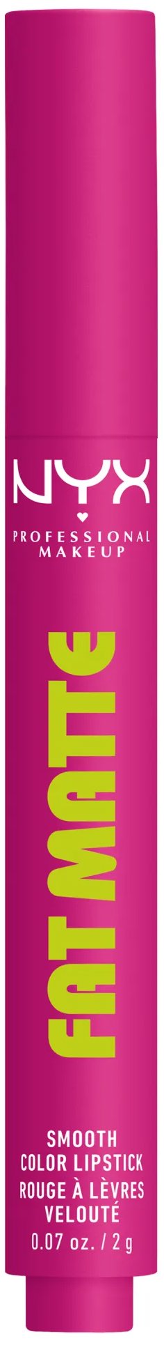 NYX PROFESSIONAL MAKEUP Fat Matte Smooth Color Lipstick 13 Fluffy Fuchsia, 2 g