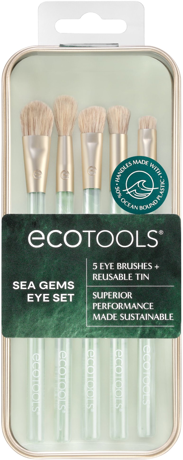 ECOTOOLS Sea Gems súprava štetcov na oči + plechové puzdro