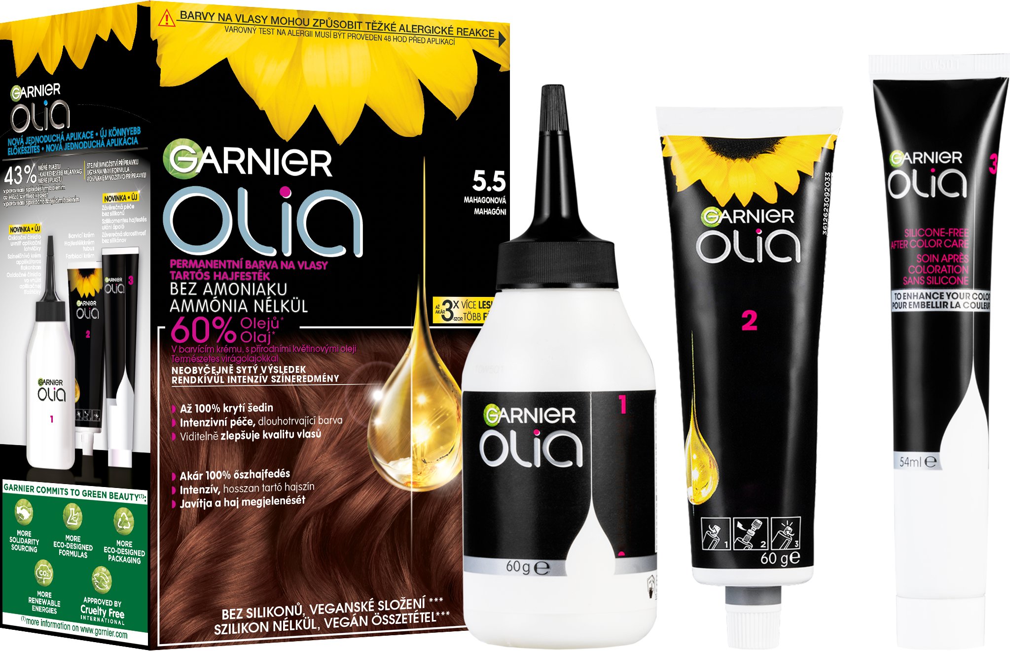 GARNIER Olia 5.5 Mahagónová hnedá, 60 + 60 + 54 ml