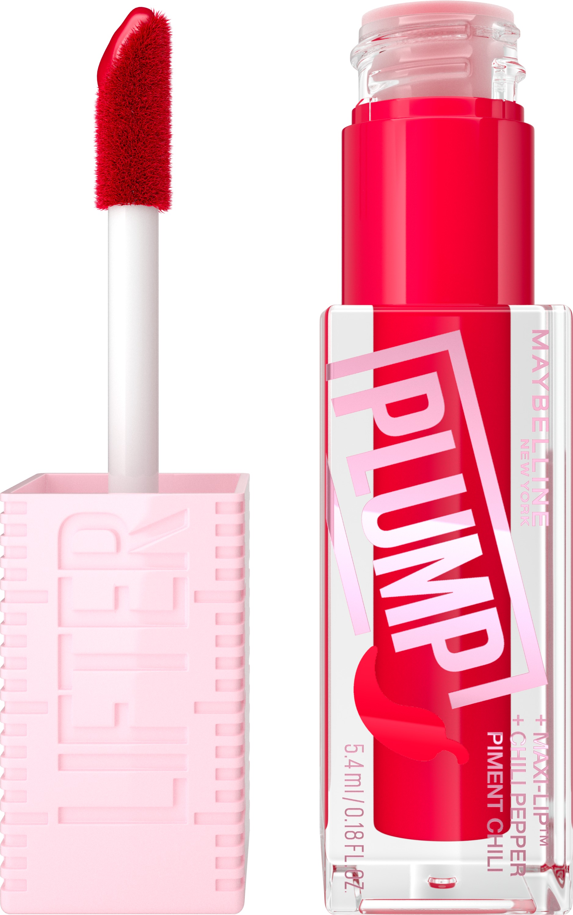 MAYBELLINE NEW YORK Lifter Plump 004 Red Flag lesk na pery, 5,4 ml