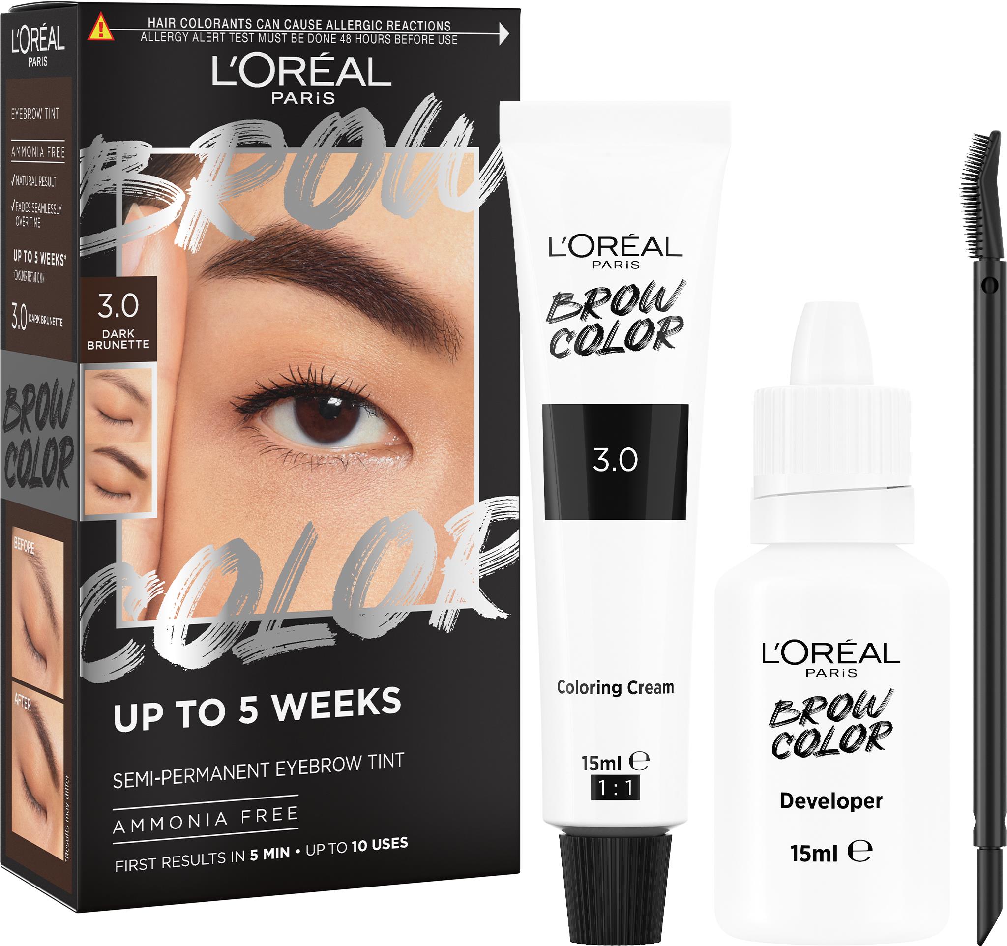 L'ORÉAL PARIS Brow Color 3.0 Dark Brunette semi-permanentná farba na obočie, 1 ks