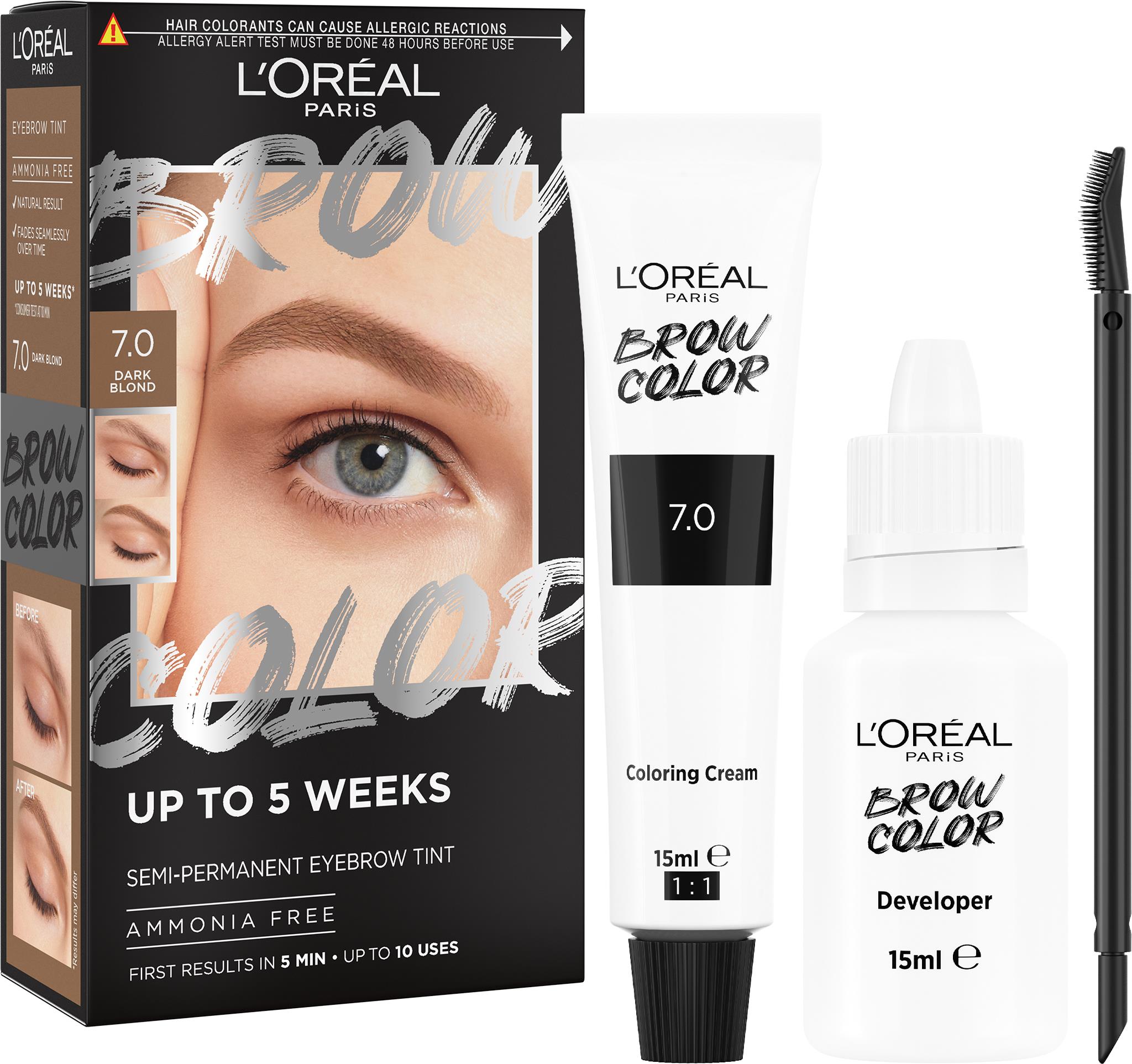 L'ORÉAL PARIS Brow Color 7.0 Dark Blond semi-permanentná farba na obočie, 1 ks
