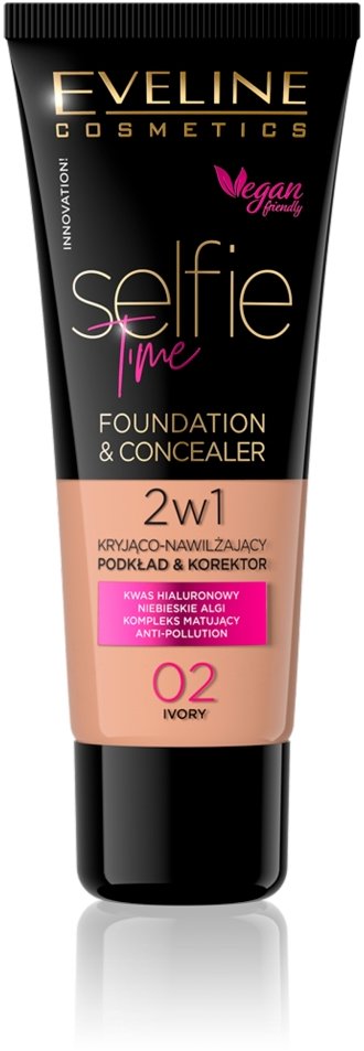 EVELINE COSMETICS Selfie Time Foundation & Concealer 02 Ivory 30 ml