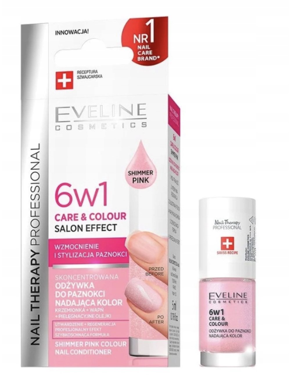 EVELINE COSMETICS Nail Therapy 6 v 1 Shimmer Pink 5 ml