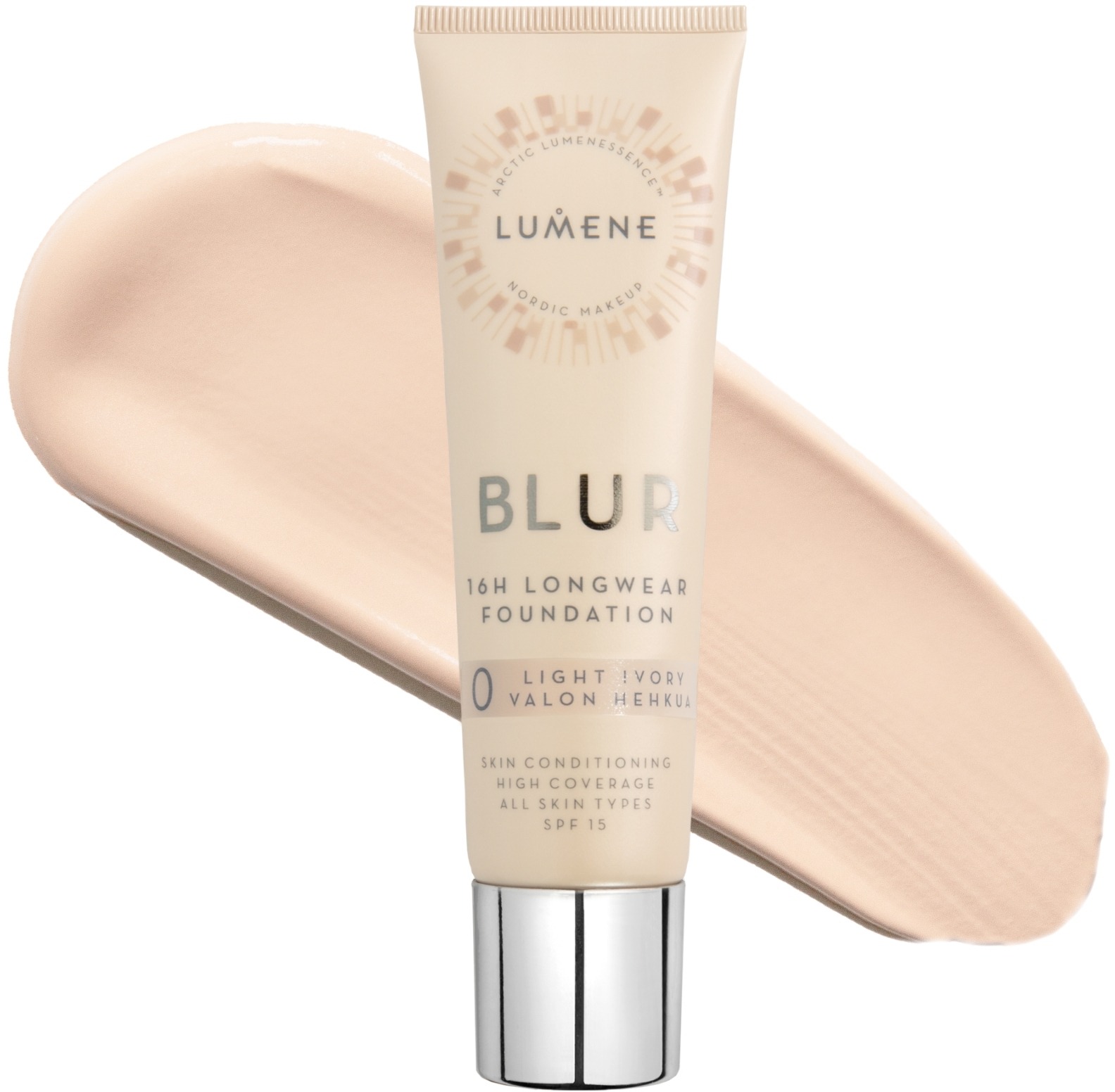 LUMENE Blur 16h Longwear Foundation SPF15 Shade 0 Light Ivory/Valon hehkua