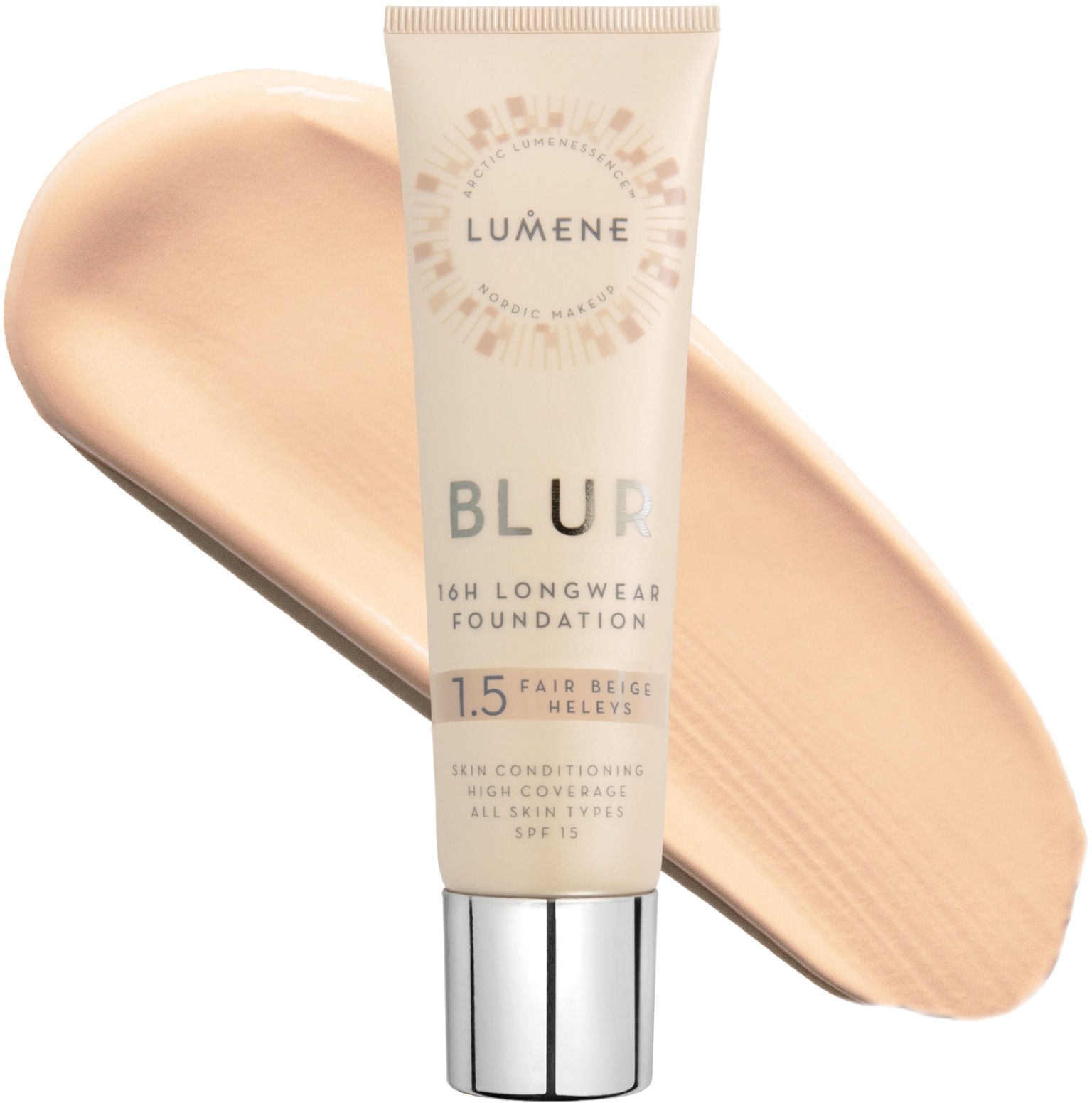 LUMENE Blur 16h Longwear Foundation SPF15 Shade 1.5 Fair Beige/Heleys