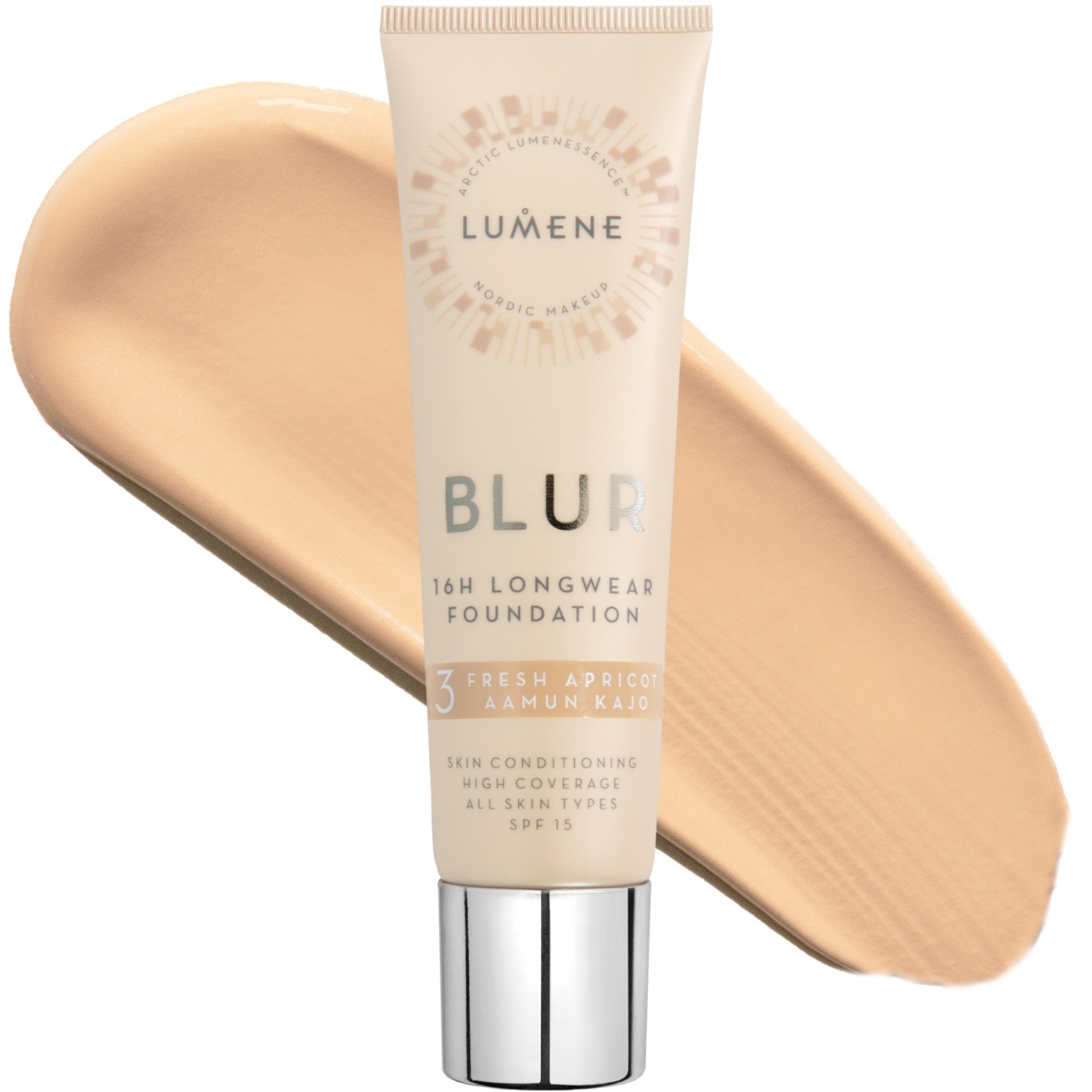 LUMENE Blur 16h Longwear Foundation SPF15 Shade 3 Fresh Apricot/Aamun kajo