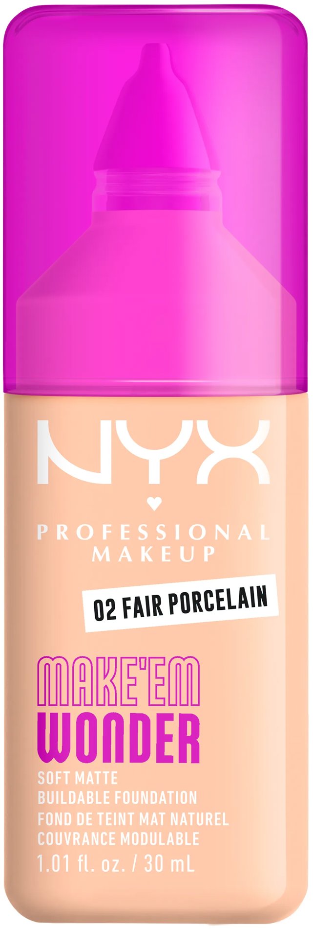 NYX PROFESSIONAL MAKEUP Make 'EM Wonder Foundation 02 Fair Porcelain, 30 ml