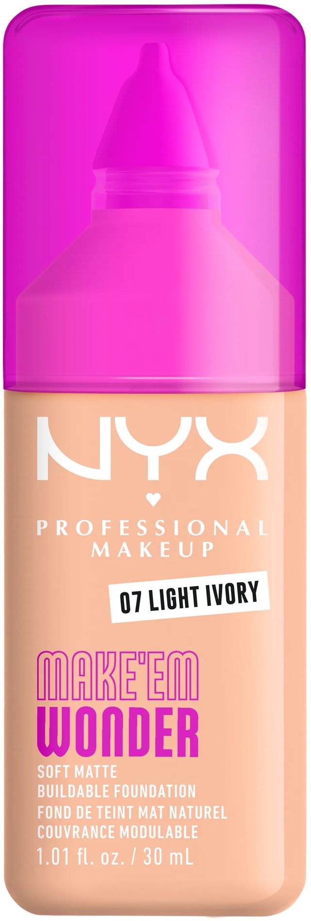 NYX PROFESSIONAL MAKEUP Make 'EM Wonder Foundation 07 Light Ivory, 30 ml
