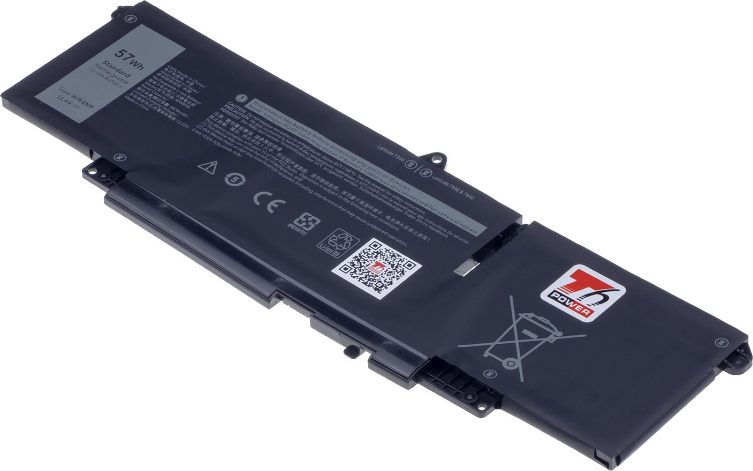 T6 Power pre Dell Latitude 7340, 7350, 7440, 7450, 7640, 7650, 4878 mAh, 57 Wh, 3-článková, Li-poly