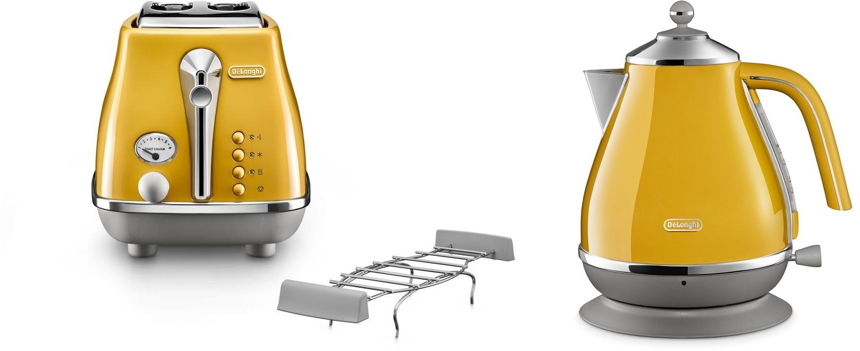 Snídaňová kolekce De'Longhi Icona Capitals - žlutá (KBOC2001.Y & CTOC2103.Y)