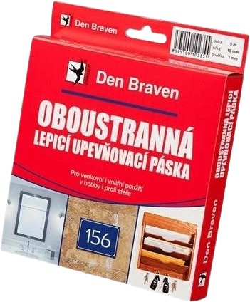 Den Braven Obojstranná lepiaca upevňovacia páska 15 × 1 mmx 10 m RL v škatuľke