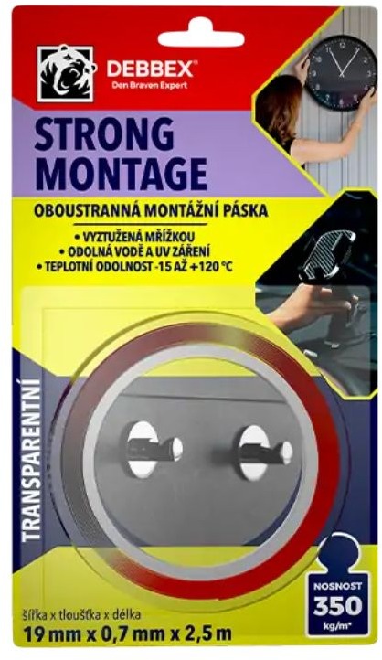 Den Braven Obojstranná montážna páska STRONG MONTAGE 19 mm × 0,7 mm × 2,5 m