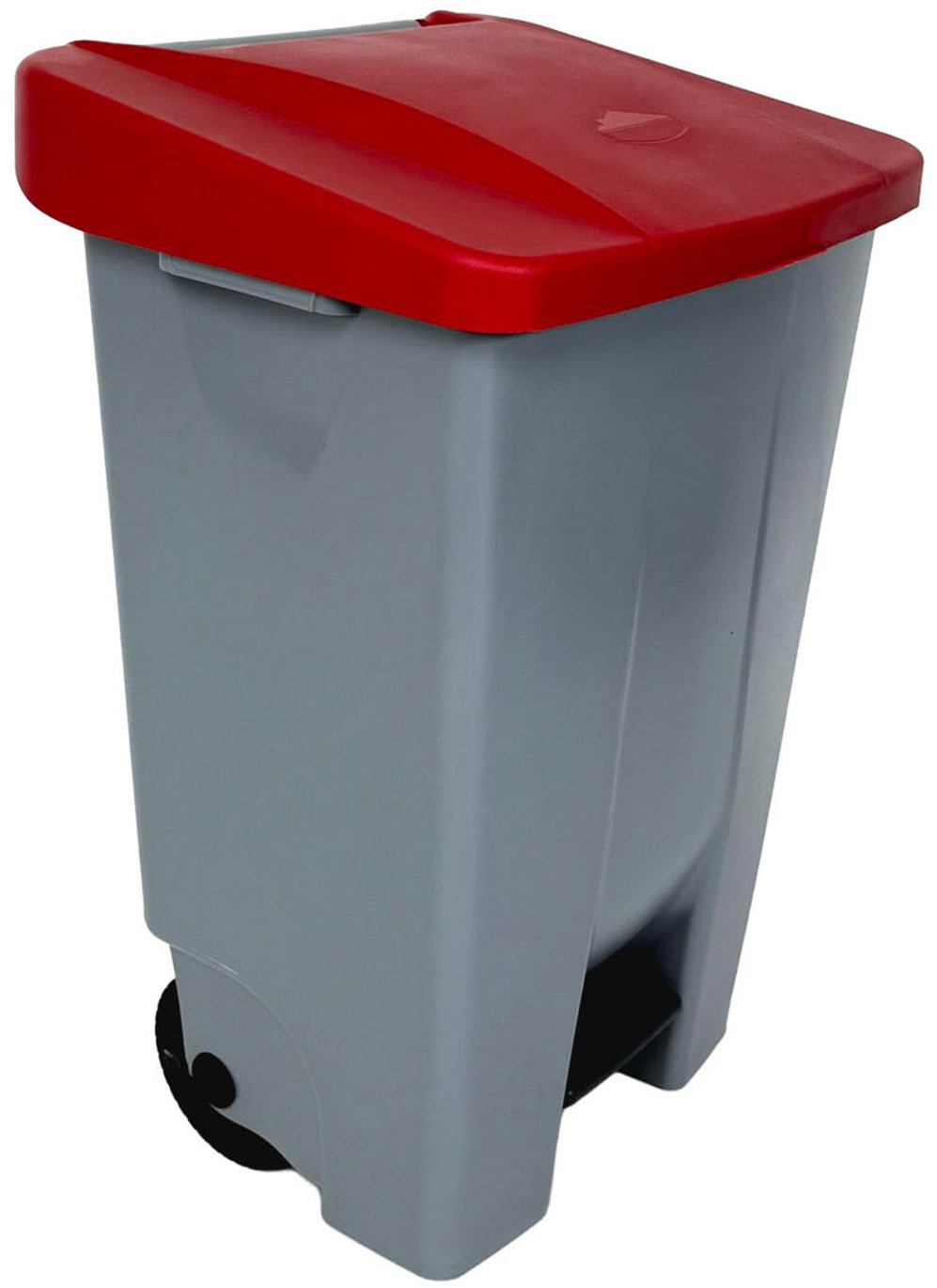 Denox Nášľapný odpadkový kôš na triedený odpad 80 l, červené veko, plastový s kolieskami
