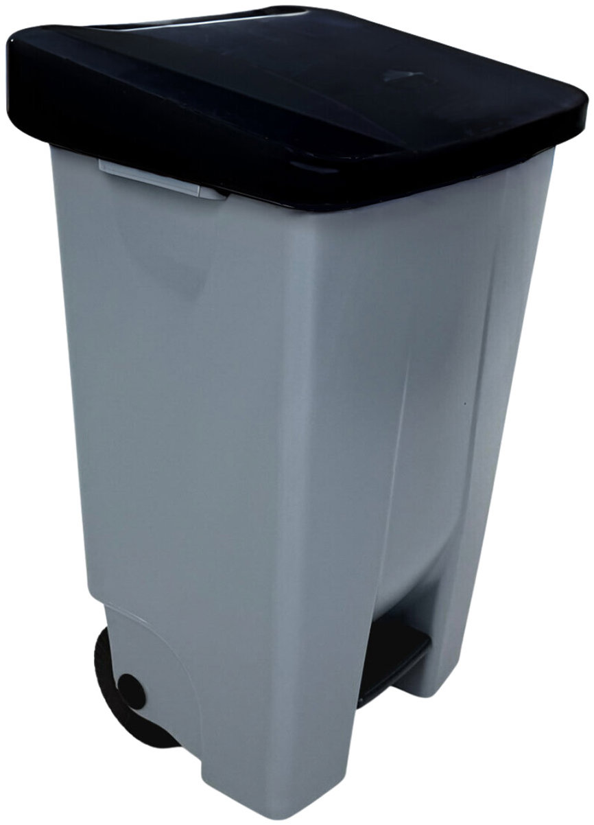 Denox Nášľapný odpadkový kôš na triedený odpad 120 l, čierne veko, plastový s kolieskami
