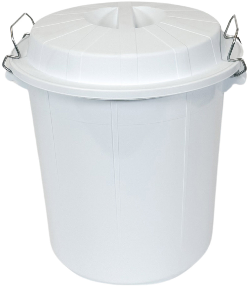 Denox Nádoba na odpad s vekom INDUSTRIAL, 50 l gastro, uzatváranie, biely, pevný plast