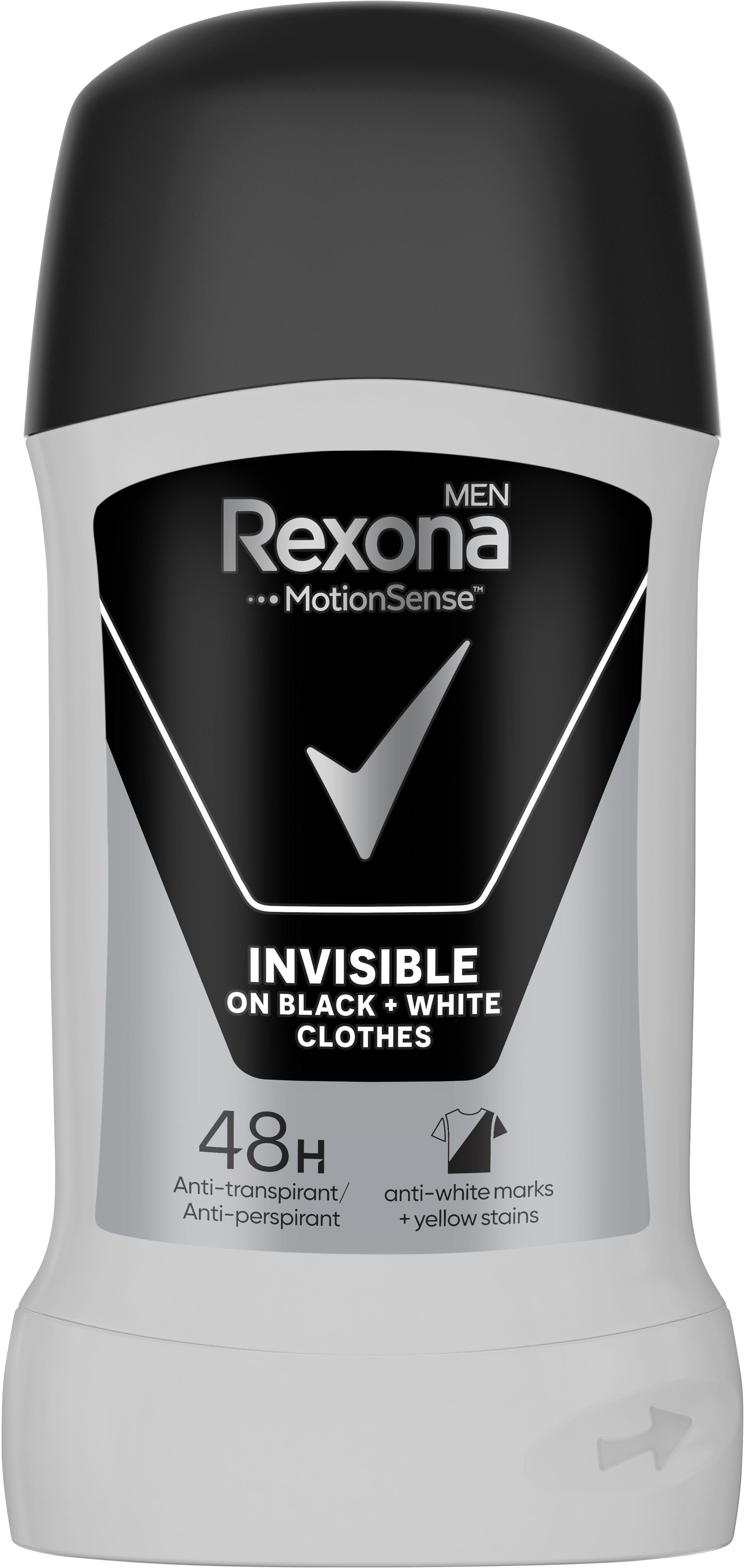 Rexona Men Invisible Black + White tuhý antiperspirant pre mužov 50 ml