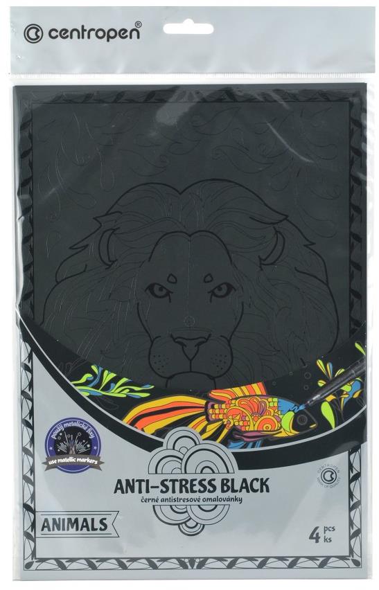 CENTROPEN Antistresové omaľovánky BLACK 9997 – Animals