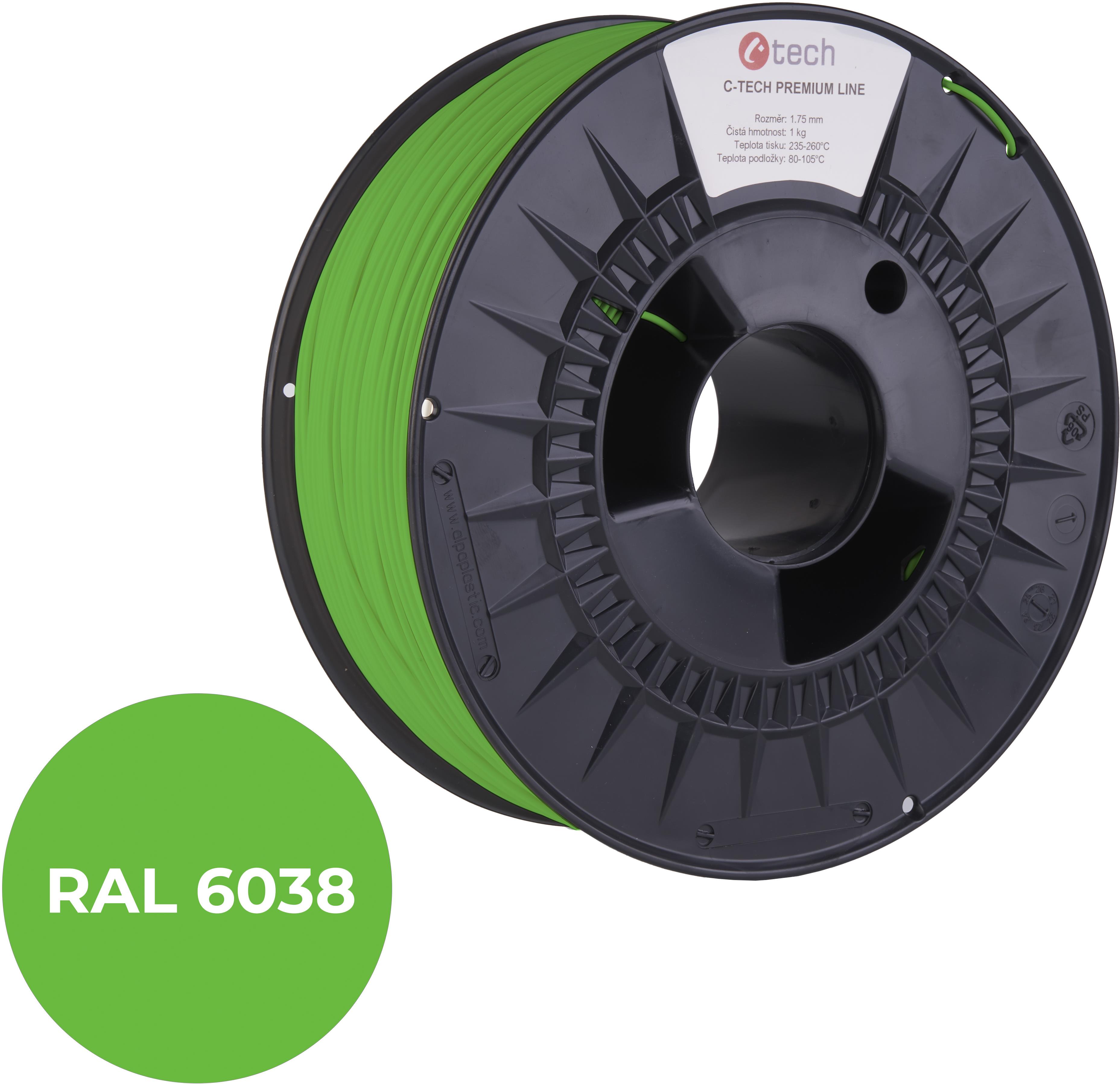 C-TECH filament PREMIUM LINE ABS luminiscenčná zelená RAL6038