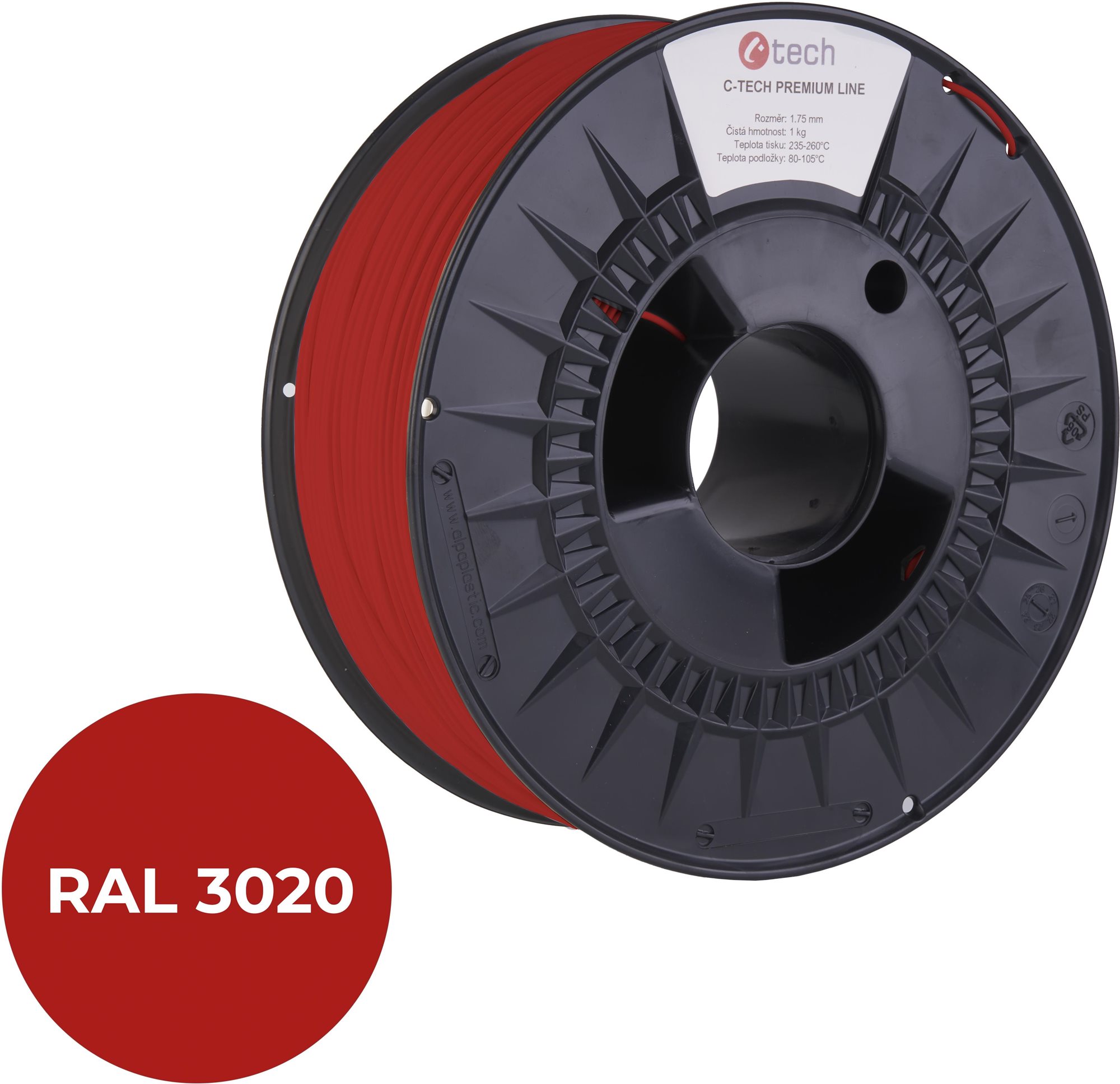 C-TECH filament PREMIUM LINE PETG dopravná červená RAL3020