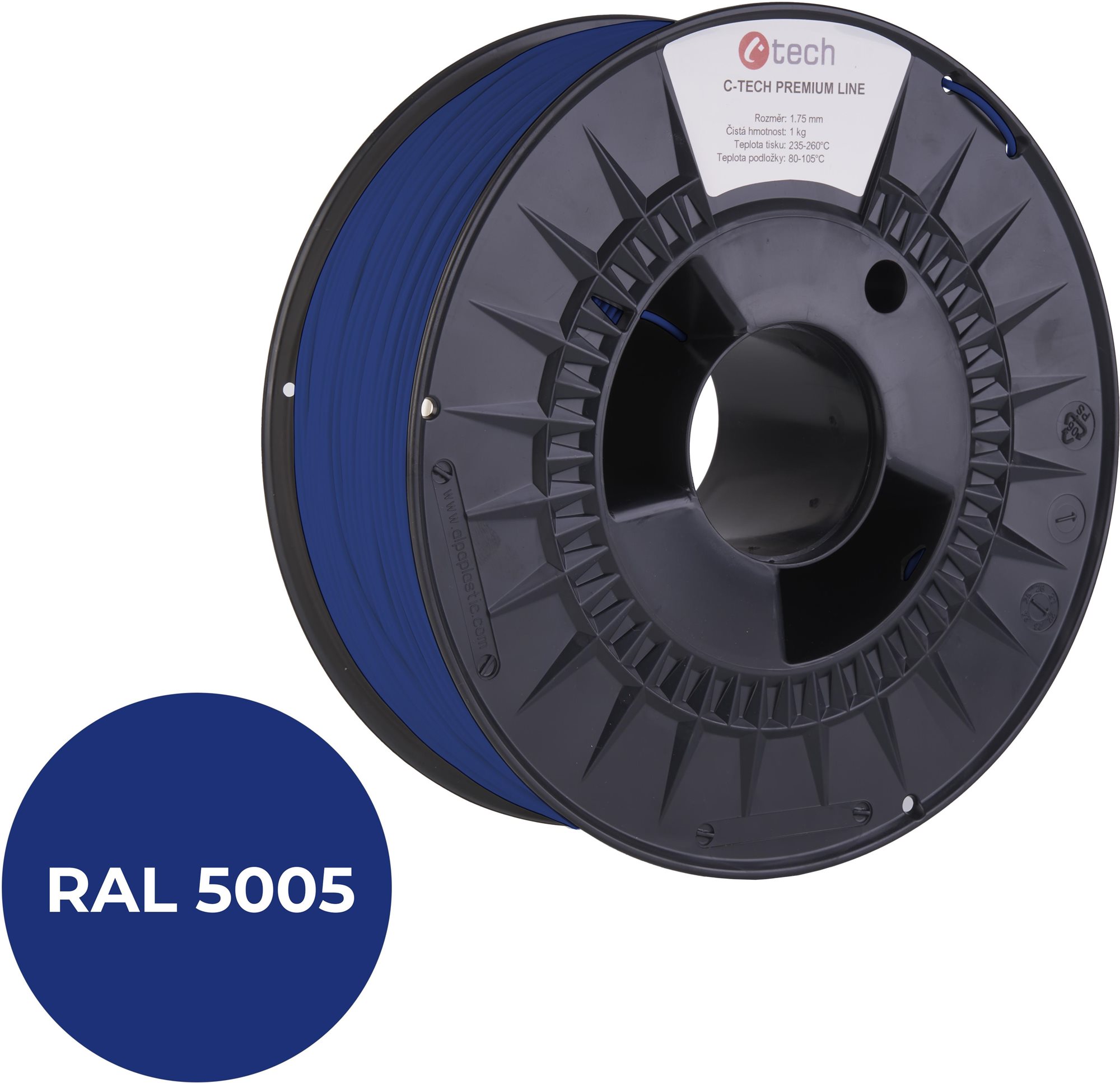 C-TECH filament PREMIUM LINE PETG signálna modrá RAL5005