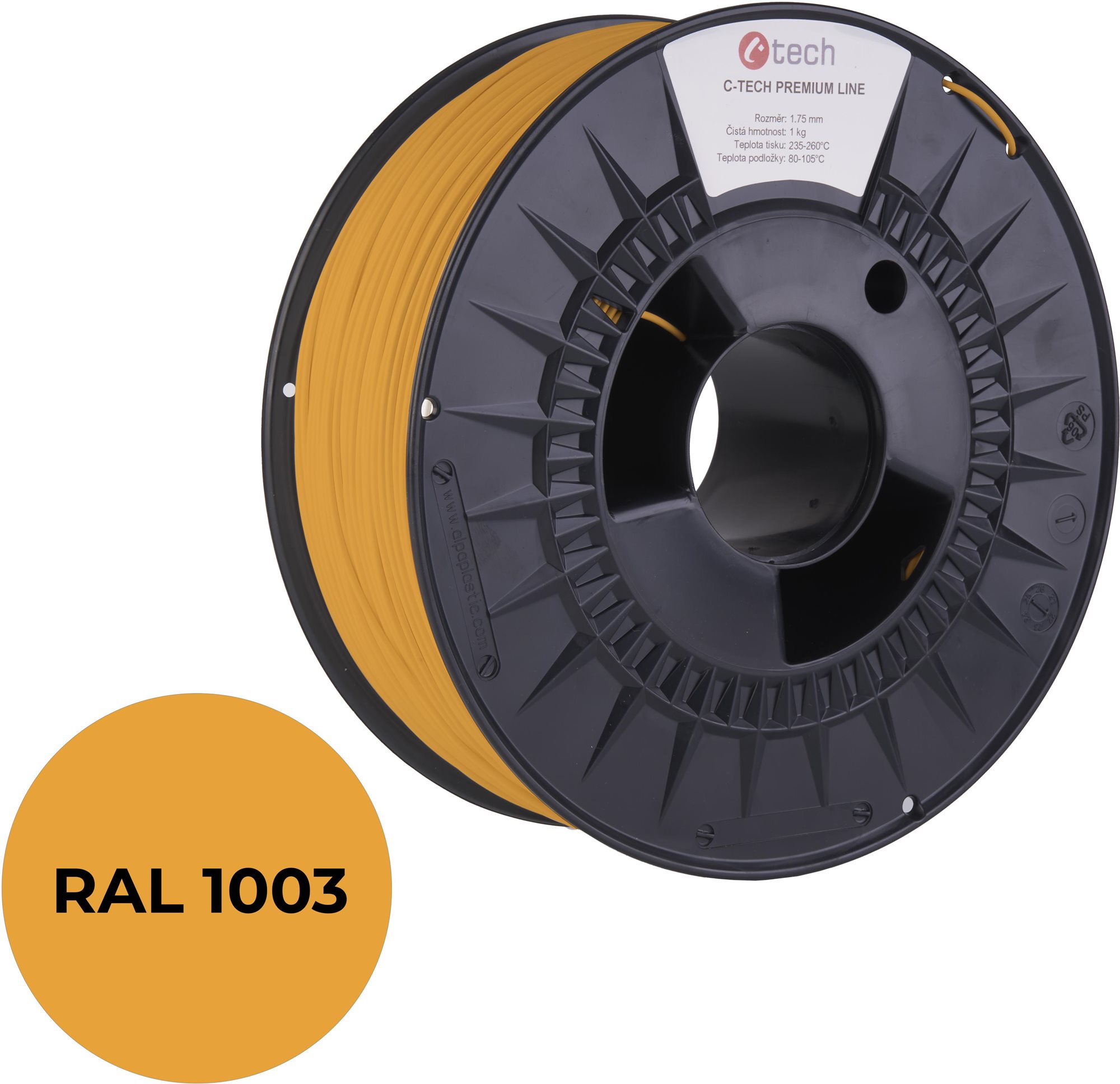C-TECH filament PREMIUM LINE PETG signálna žltá RAL1003