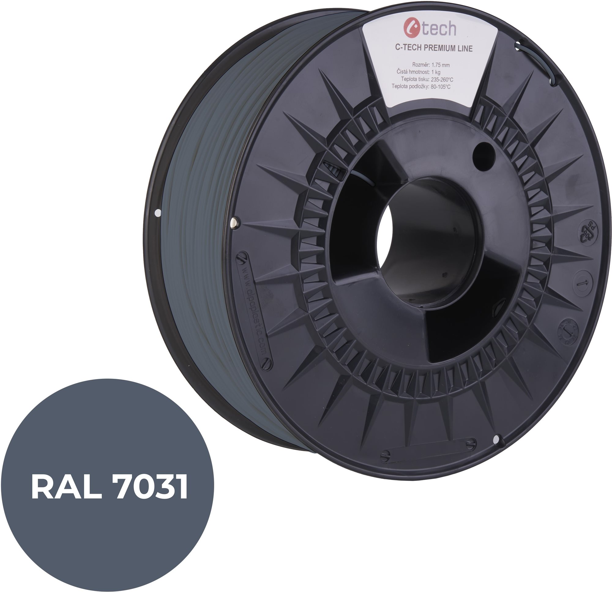 C-TECH filament PREMIUM LINE PETG sivomodrá RAL7031