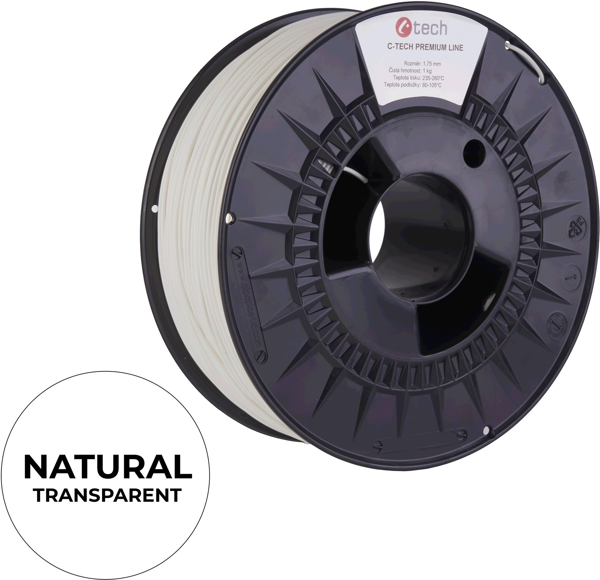 C-TECH filament PREMIUM LINE PETG transparentná