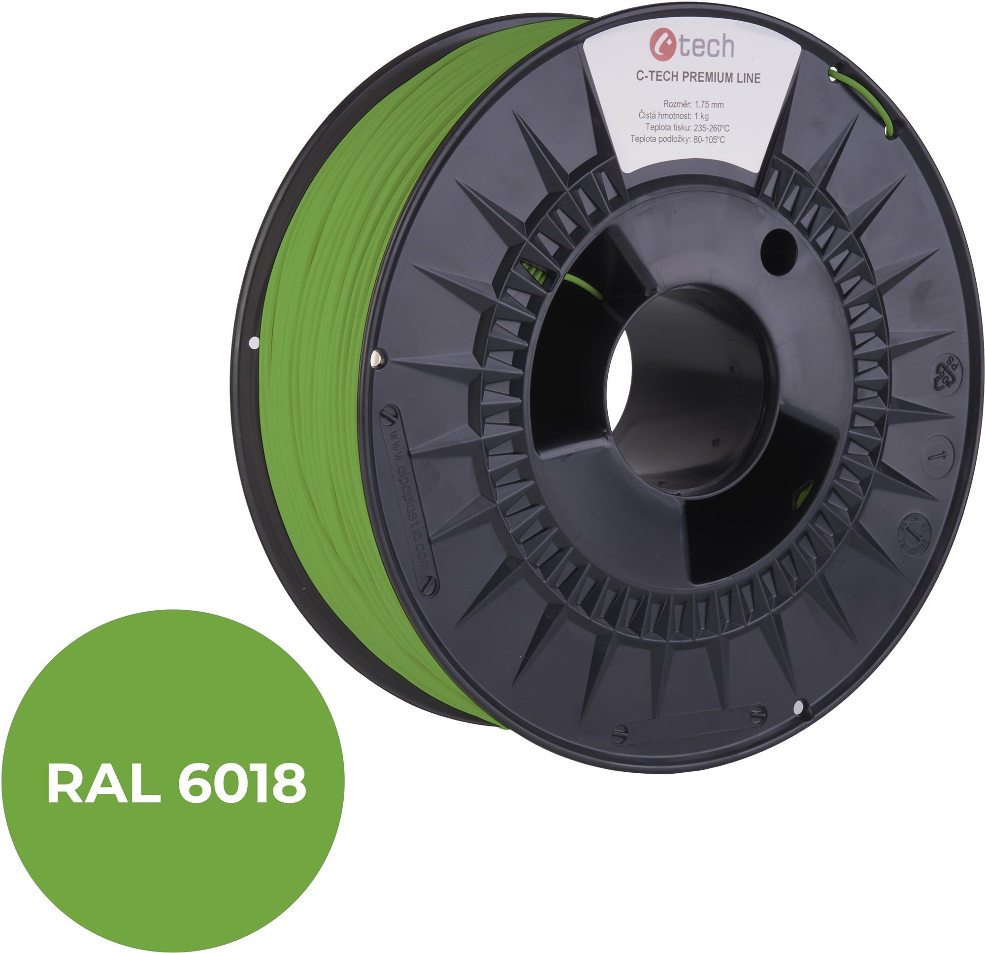 C-TECH filament PREMIUM LINE PETG zelenožltá RAL6018