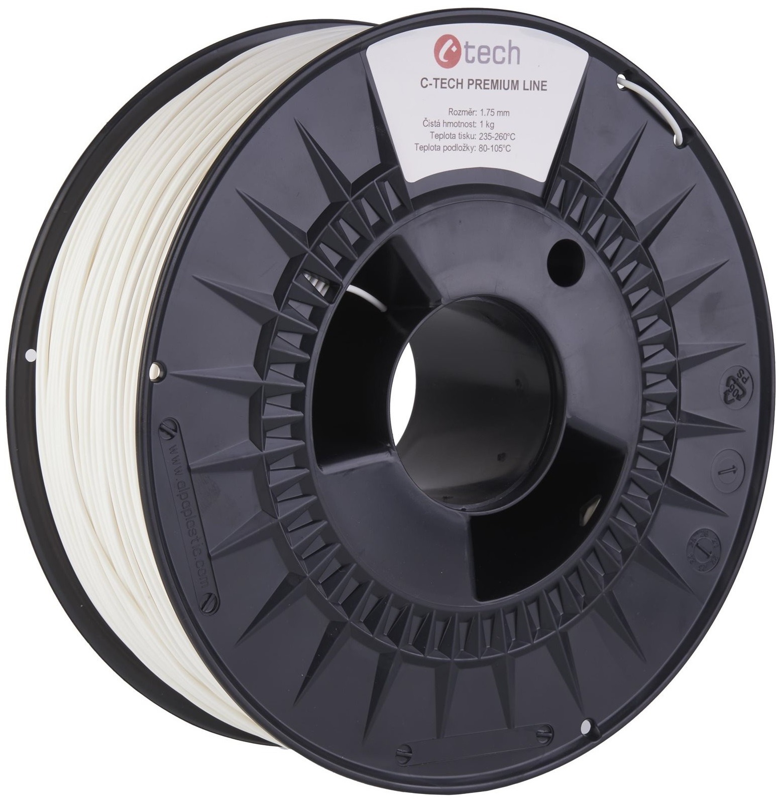 C-TECH filament PREMIUM LINE PLA dopravná biela RAL9016