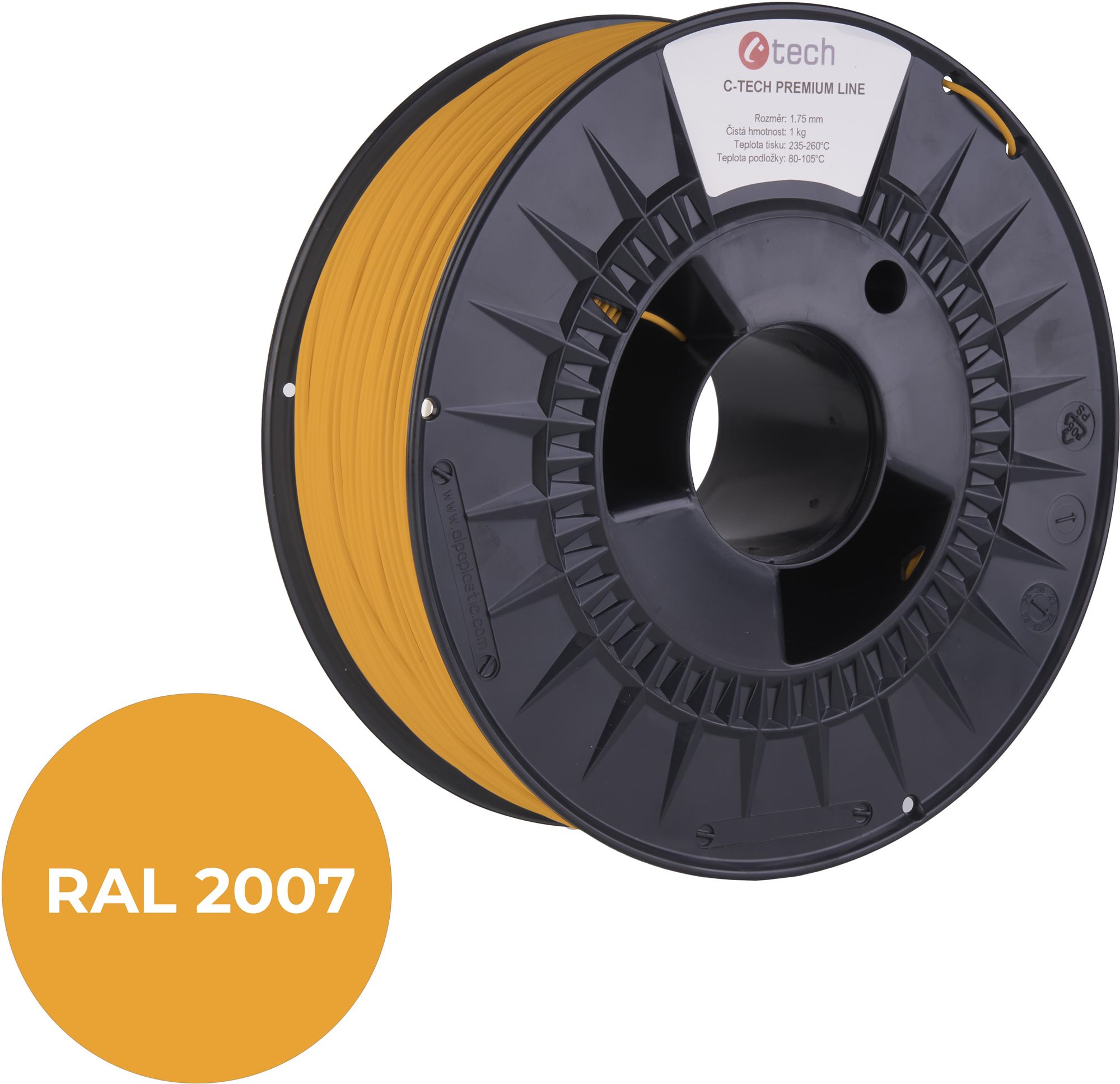 C-TECH filament PREMIUM LINE PLA luminiscenčná svetlá oranžová RAL2007