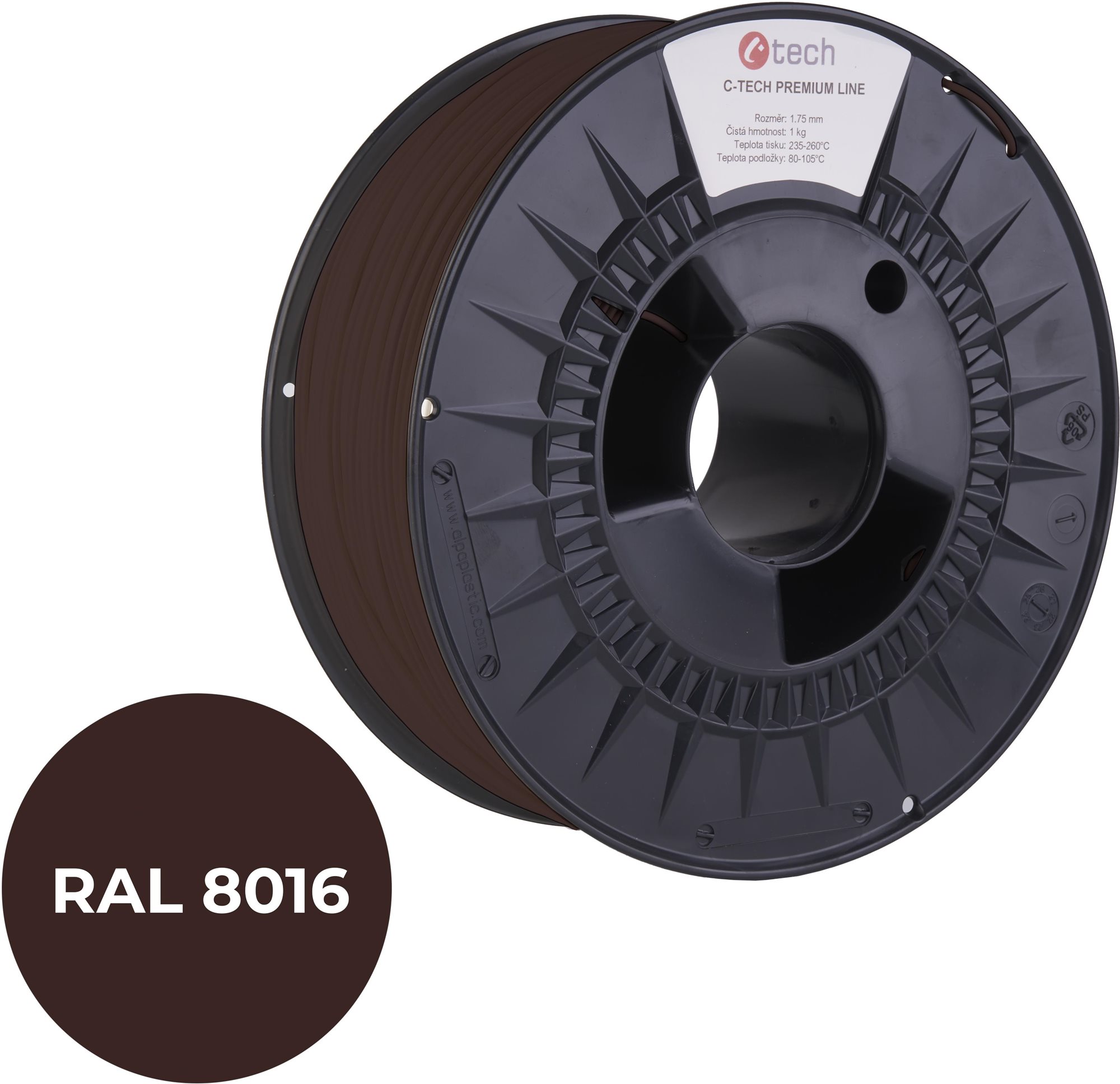 C-TECH filament PREMIUM LINE PLA mahagónová hnedá RAL8016