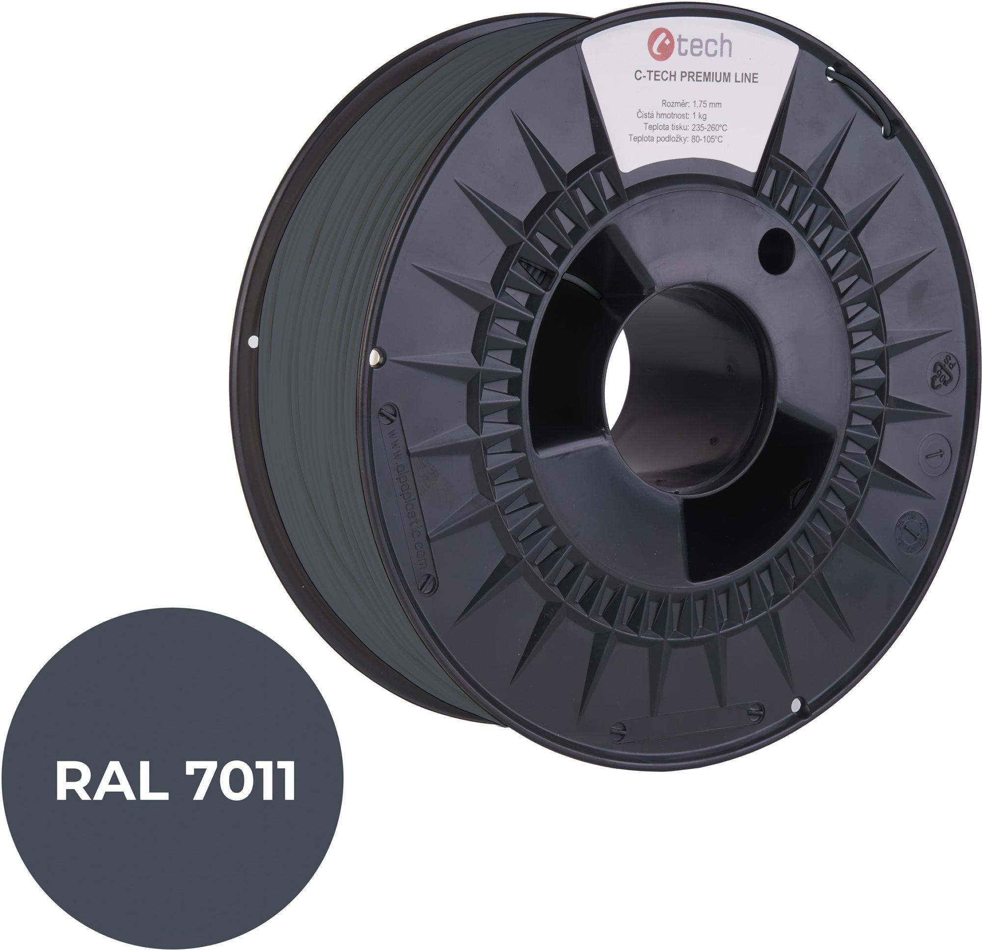 C-TECH filament PREMIUM LINE PLA oceľová sivá RAL7011