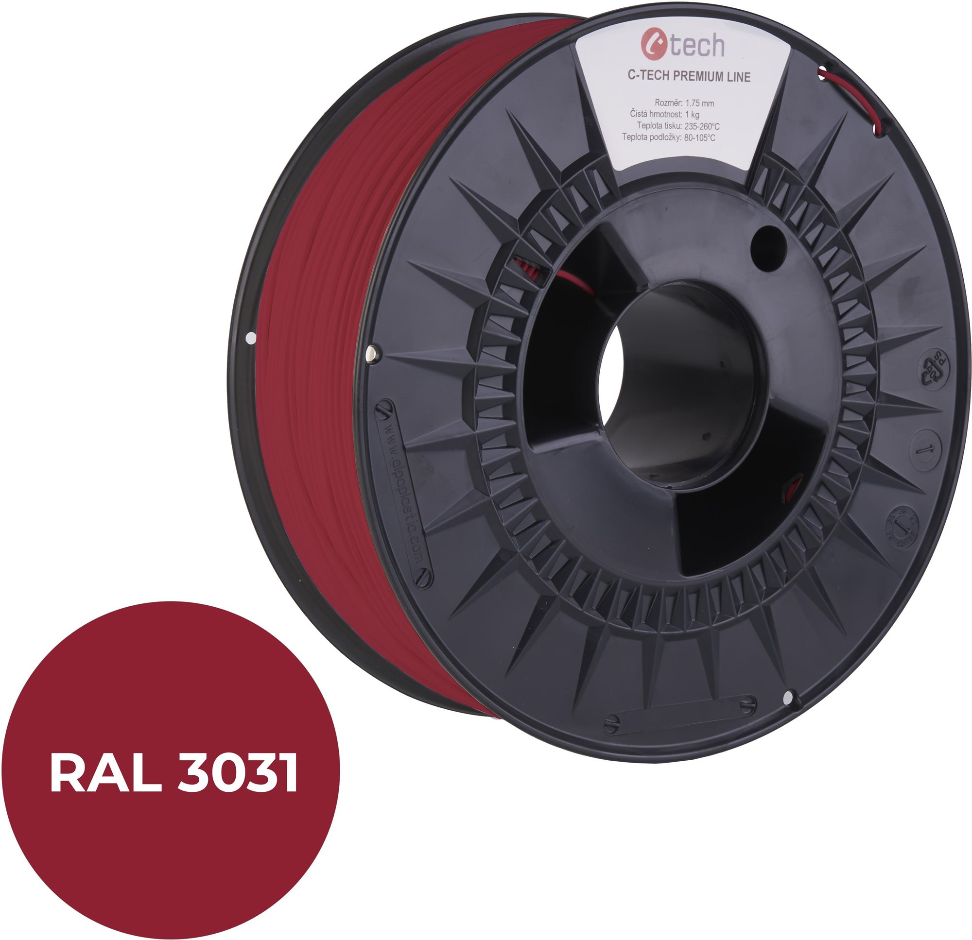 C-TECH filament PREMIUM LINE PLA orientálna červená RAL3031