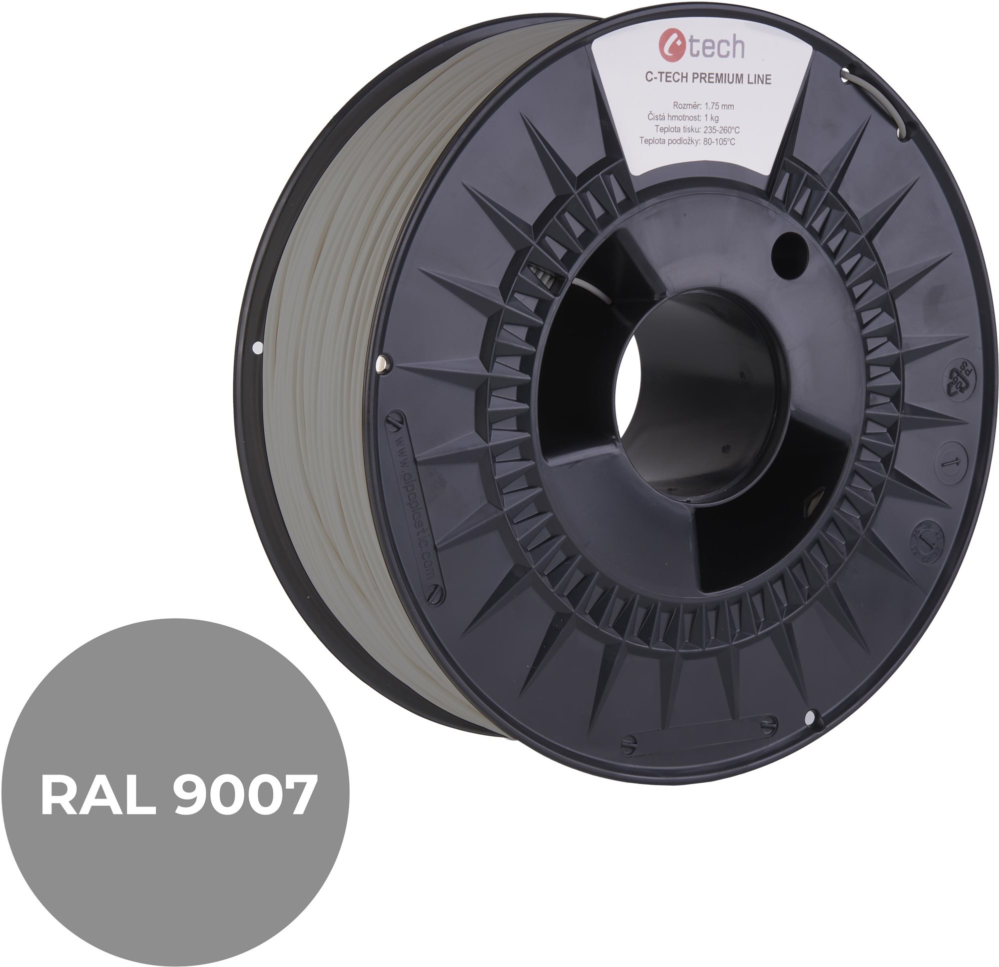 C-TECH filament PREMIUM LINE PLA sivý hliník RAL9007