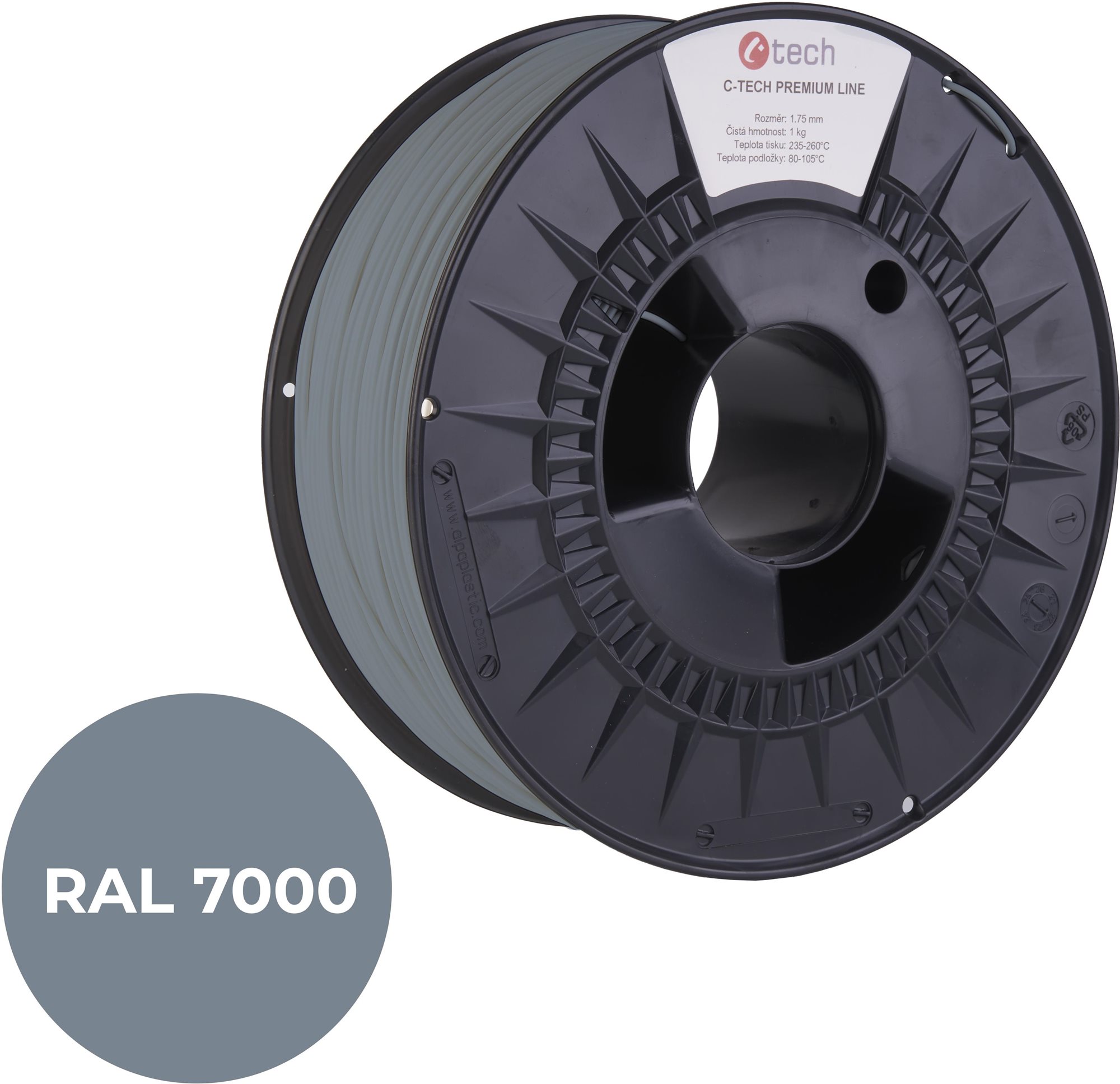 C-TECH filament PREMIUM LINE PLA veveričia sivá RAL7000