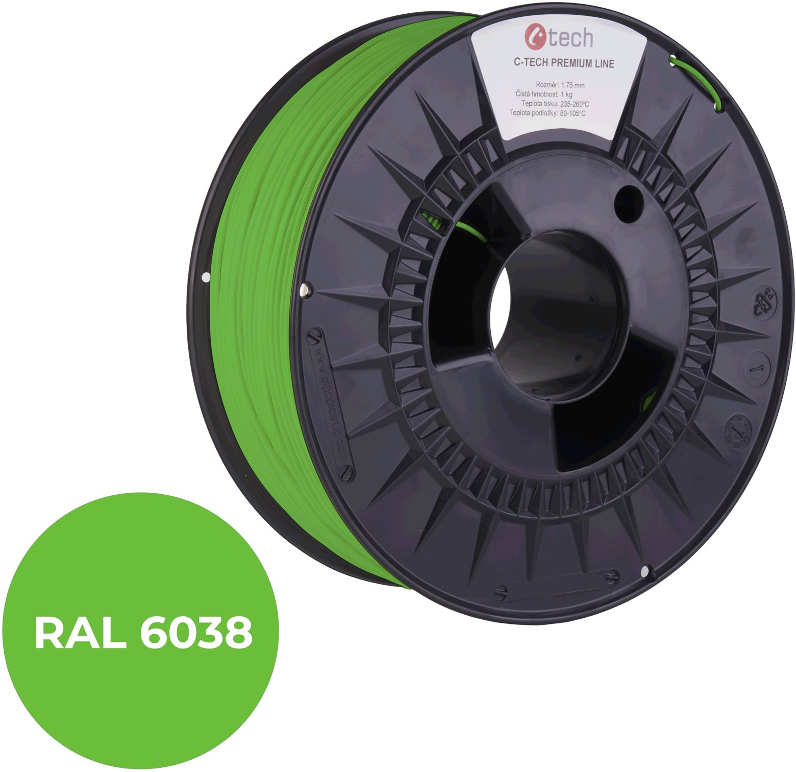 Filament C-TECH PREMIUM LINE TPU 90A flexibilná luminiscenčná zelená RAL6038