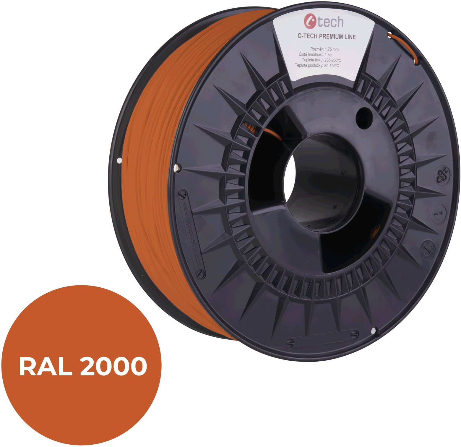 Filament C-TECH PREMIUM LINE TPU 90A flexibilná žltooranžová RAL2000